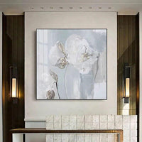 Hand-Painted White Flower Oil Painting Abstract Oil On Canvas Wall Art Paintings Salon Decoration