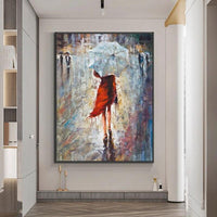 Abstract Girl Walking On The Street Hand Painted Oil Painting On Canvas