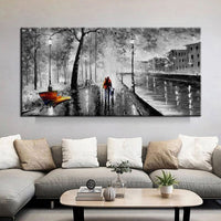 Oil Painting Hand Painted Modern Abstract Palette Knife Black And White Street View Canvas Landscape