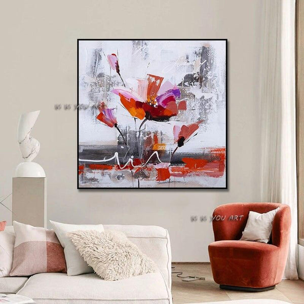 Hand Painted On Canvas Salon Abstract Flower Modern Home Interior s