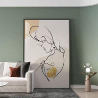 Abstract Wall Art Hand Painted Oil Painting Line Woman Canvas Minimalist Line Body Nordics Decor