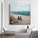 Hand Painted Knife Painting With Popular Art Beach Landscape Artworks Abstract Painting On Canvas Decor