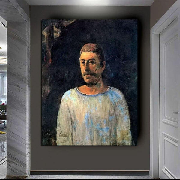 Hand Painted Oil Painting Paul Gauguin Self-Portrait: Near the Crucifixion Figure Abstract Retro Landscape Wall Art