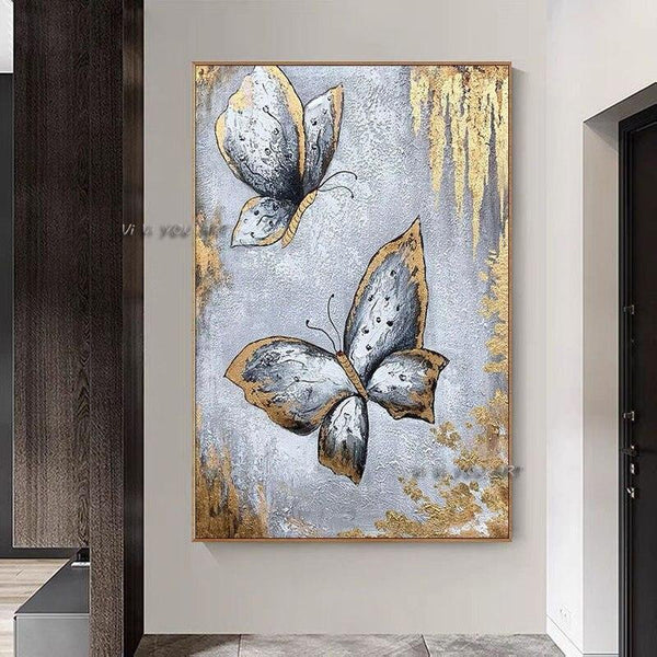 Two Butterflies Abstract Modern Wall Art Painting Hand Painted