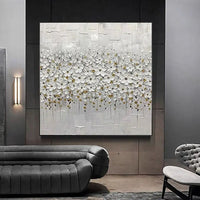 Handpainted Oil Painting Hand Painted Abstract Modern on Canvas Art Knife White Flower Canvas Painting For Bedroom Hotel Size