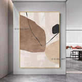 Hand Painted Abstract On Canvas Brown White Black Minimalist Modern Decorative For Living