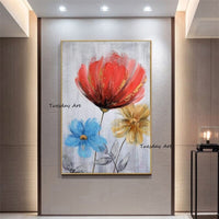 Hand Painted Classical Flowers Oil Painting Wall Decorative Item Textured Canvas Decor