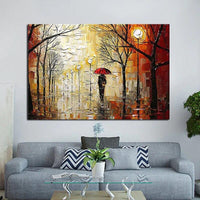 Hand Painted Characters Knife Street Landscape Oil Painting Canvas Wall Arts