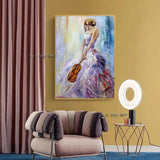 Hand Painted Girl Playing The Violin Dance On Canvas