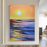 Gold Sunrise Seascape Modern Hand Painted Wall Art Hand Painted Canvas Art For Home Wall Decoration