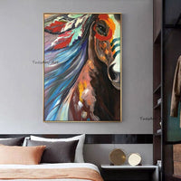 Hand Painted Oil Painting on Canvas Mural Animal Modern Fashion Horse Decors Bedroom