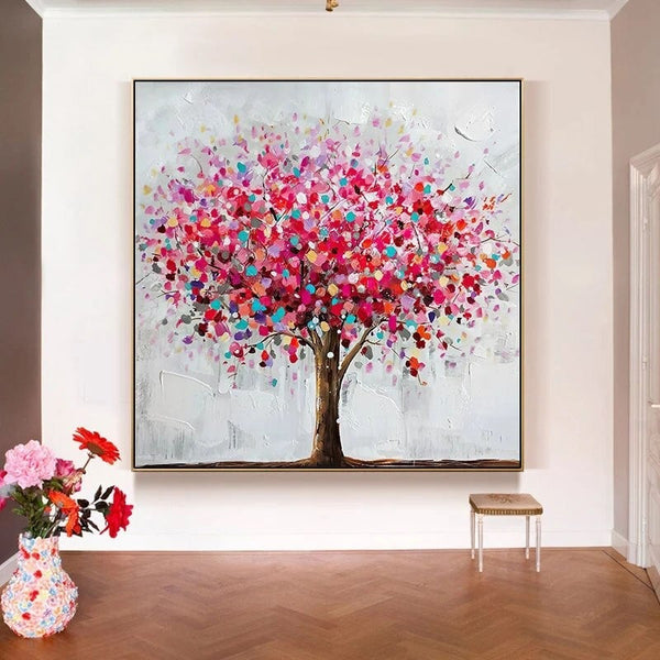 Hand Painted Abstract Trees Oil Painting On Canvas Hand Painted Beautiful Colors Abstract Landscape Trees Decor