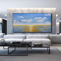 Hand Painted Abstract Wall Art Modern Seascape Modern On Canvas Decor Office