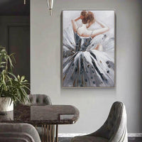 Dancer Girl Figure Hand Painted Modern Abstract Canvas Painting Wall Art Unframed