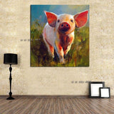 Animals art Hand Painted Funny Canvas Babe Pig Small Baby Pigative Wall Art