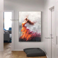 Hand Painted Dancing Girl Abstract Oil Painting Wall Art Modern As