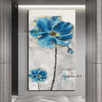 Hand Painted Art Oil Painting Hand Painted Textured Flower Abstract Wall Canvas Artwork Entrance Decor