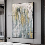 Contemporary art Abstract Painting Hand Painted Blue Yellow oil painting Wall Art Canvas Painting Restaurant decoration