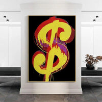 Hand Painted Handmad Dollar Sign By Andy Warhol Abstract Canvas Oil Paintings Modern Wall Art for