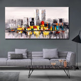 Hand Painted Oil Painting Rain City Building Landscape Room Abstract On Canvas