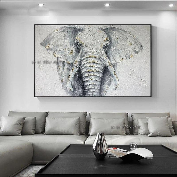 Wall Art Decoration Hand Painted Elephant On Canvas Hand Painted Modern Animal oil painting Hallway