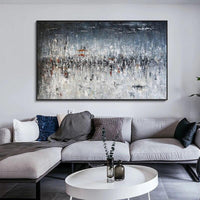 Modern Abstract Hand Painted Landscape On Canvas Grey Oil Painting for