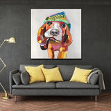 Hand Painted Modern Abstract Dog Animal Oil Painting On Canvas Artworks