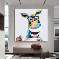 Hand Painted Oil Painting Animal Cute Donkey Abstract Home Office Painting