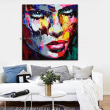 Modern Francoise Pop Street Art People Face Painting Hand Painted Knife On Canvas