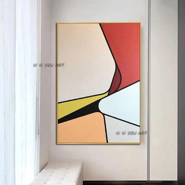 Modern Color Geometric Hand-Painted Abstract Simple American Decorative Painting