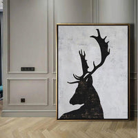 Modern Decorative Deer Canvas Wall Art Hand Painted Animal Oil Painting For Living Paintings Artwork