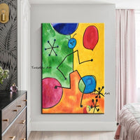 Hand Painted Juan Miro Abstract Children's Art Canvas Oil Paintings Modern Murals