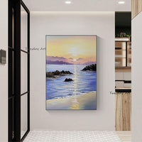 Best Hand Painted Abstract Knife Sunset Oil Painting On Canvas Modern Wall Art Painting