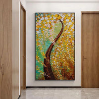 Hand Painted Abstract Wall Art Beautiful Flowers Tree Minimalist Modern On Canvas Decorative For Living