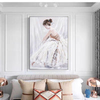 Hand Painted Modern Abstract Light Luxury Ballerina Oil Painting Decorative Mural As