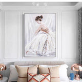 Hand Painted Modern Abstract Light Luxury Ballerina Oil Painting Decorative Mural As