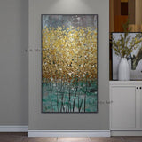 Hand Painted Oil Abstract Painting Modern Golden Tree Wall Art On Canvas Office Decorations