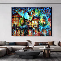 Palette Knife thick oil street build oil painting Hand Painted modern oil painting on canvas wall art pictures for