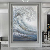 Hand Painted Palette Knife Heavy Textured Acrylic Art Textured Sea Wave Wall Hanging Canvas Art Decorative Item Piece