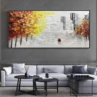 Hand Painted Oil Painting Abstract Palette Knife Street Corner On Canvas Modern Landscape Wall Art For Room