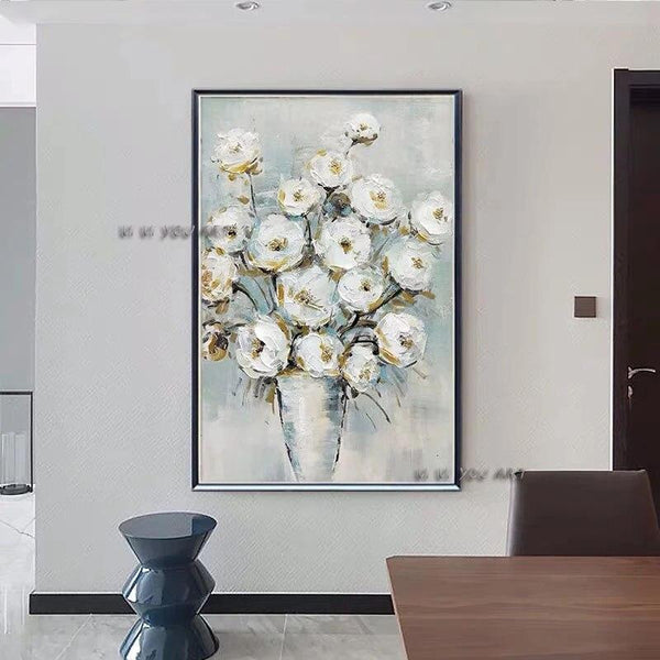 Real Hand Painted Bottle Knife Flower Art Abstract Wall Canvas Artwork