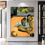 Paul Gauguin Hand Painted Oil Painting Sullen or silent Figure Classic Retro Abstract Aisle Decor