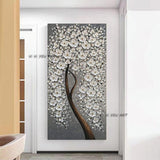 Modern Abstract Knife Tree Flower Hand Painted On Canvas Hallway