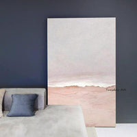 Hand Painted Pink Seascape Oil Painting On Canvas Mural Home Office Hand Painted Abstract