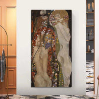 Hand Painted Gustav Klimt Water Serpents II Oil Painting Room canvas size