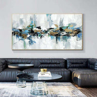 Abstract Hand Painted Blue Landscape On Canvas Wall Art Decorative For Bedroom Living Room