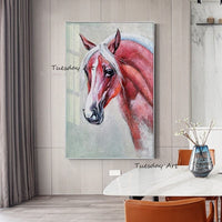 Hand Painted Oil Painting Abstract Animal Horses Wall Canvas Art For Modern Home Children Room Decor