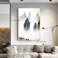 Hand Painted Abstract Mountain Oil Paintings On Canvas Landscape Wall Art Minimalist