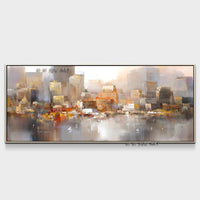 Hand Painted Abstract City Building Landscape Minimalist Modern On Canvas Decorative