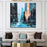 Oil Painting Hand Painted City Building Abstract Canvas Paintings Modern Wall Art Birthday Wedding ifts Room Decoration